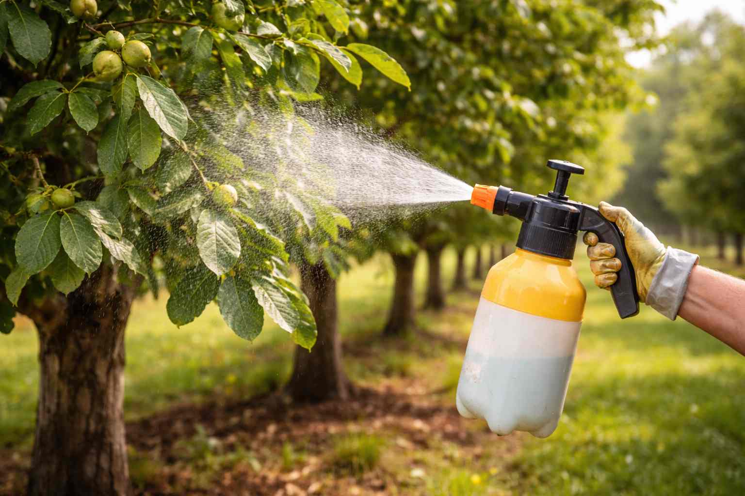 نحوه سم‌پاشی درخت گردو