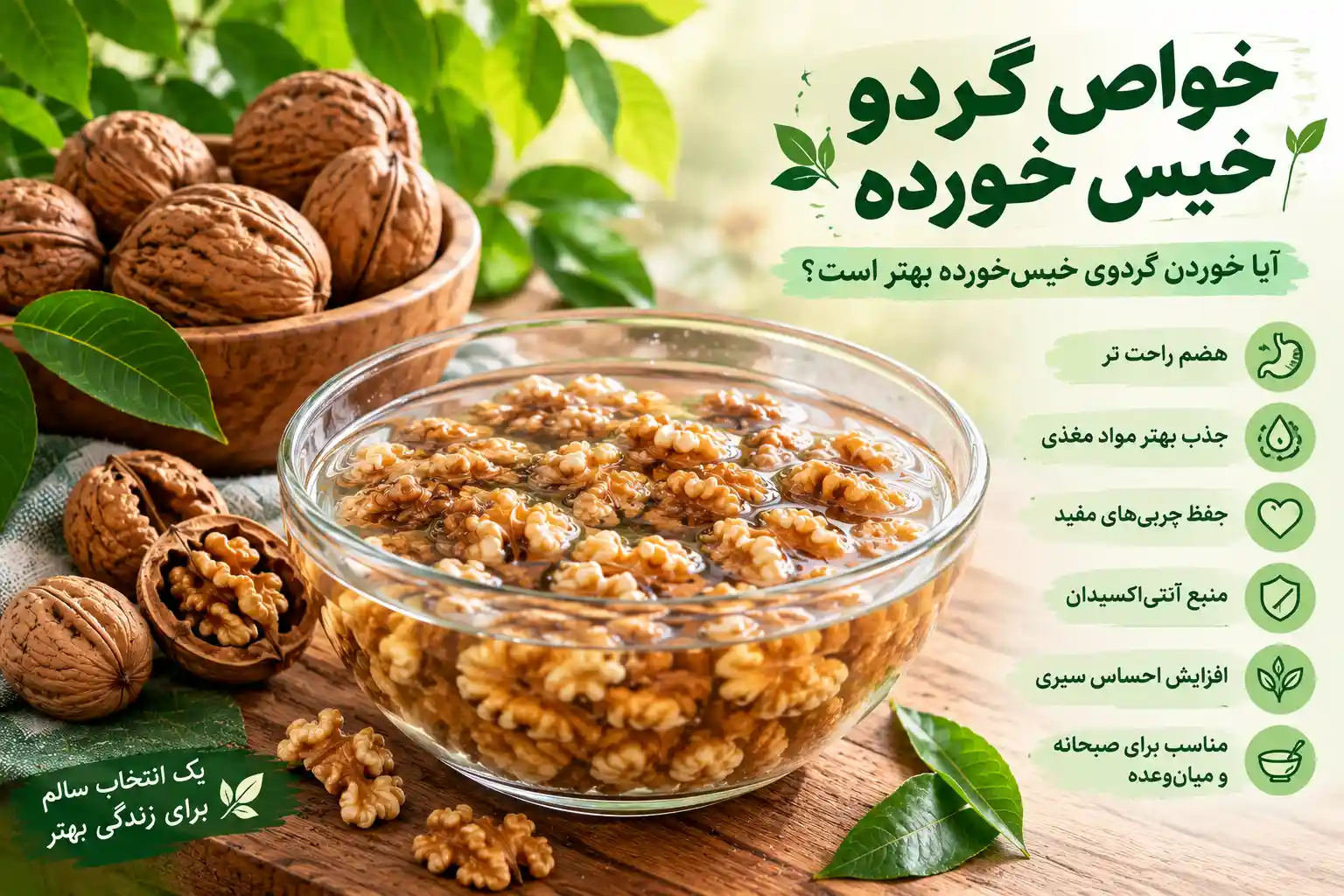 خواص گردو خیس خورده